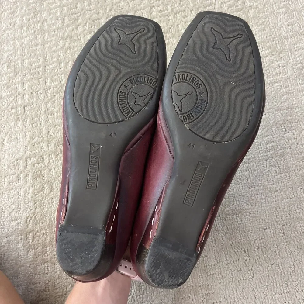 PIKOLINOS Shoes Mary Jane Pumps Gandia Arcilla Burgundy Leather Women's 41/10.5